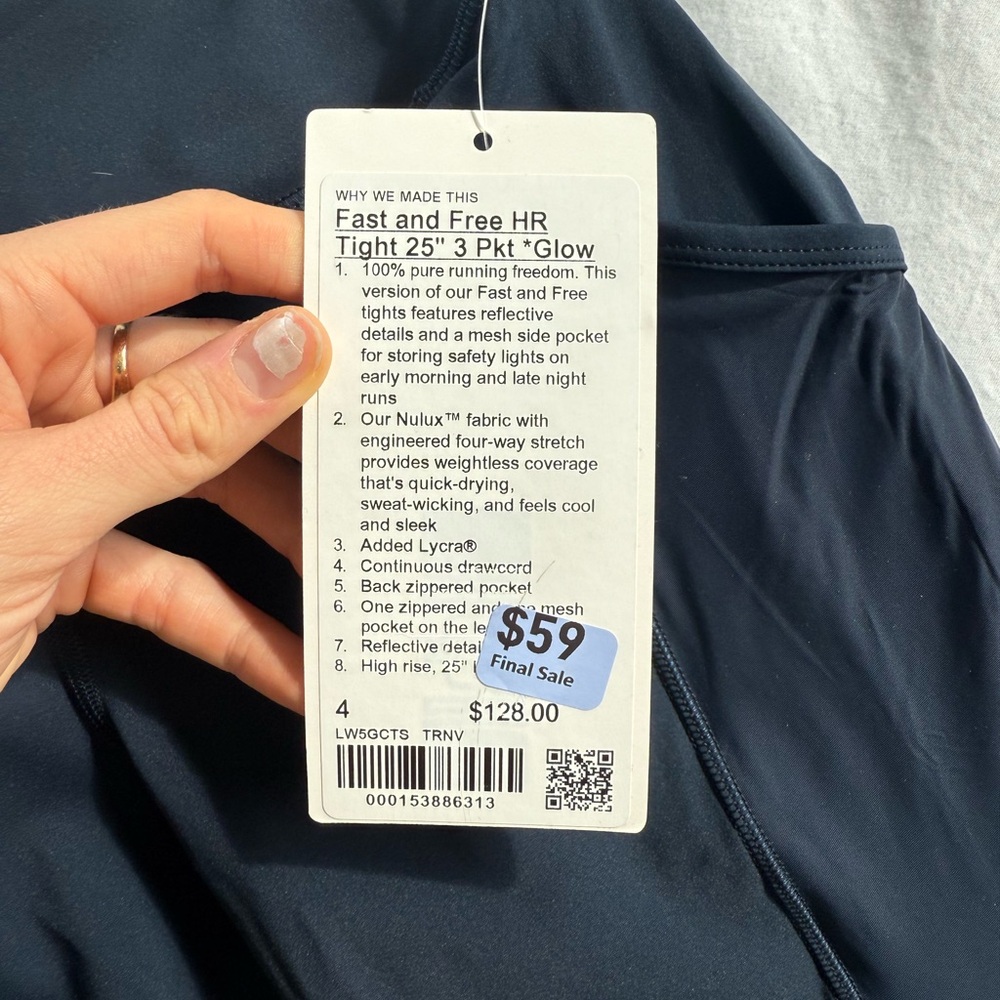 Lululemon Fast and Free HR Tight 25” Leggings Size 4 NWT